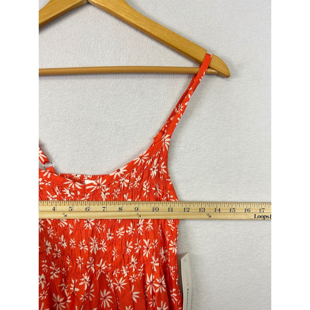Urban Romantics Smocked Floral Cami Tank Top Orange White Daisy Print Women's‎ S - Picture 6 of 9